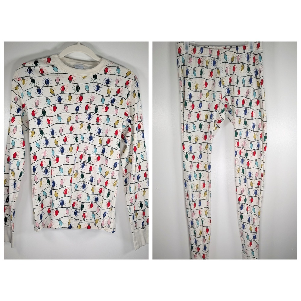 Hanna Andersson Womens XS Christmas Light Bulb Organic Cotton Pajama Set BA4545